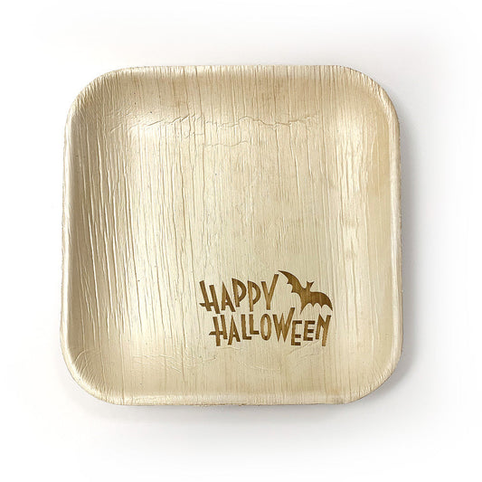 10" Happy Halloween Square Palm Leaf Plates (100 count)