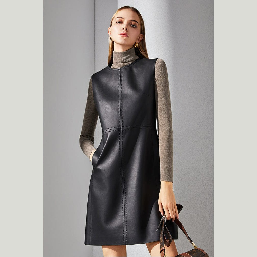 Artisan Sheepskin Shift Dress - Butter-Soft Leather in a Sculpted Silhouette