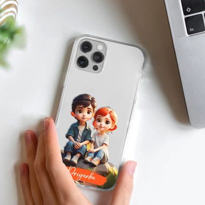 Cute Love Couple Customize Transparent Silicon Case For Vivo...