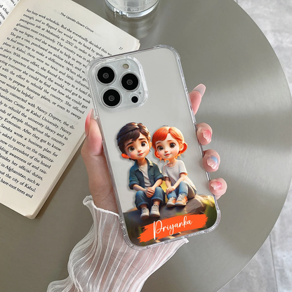 Cute Love Couple Customize Transparent Silicon Case For Vivo...